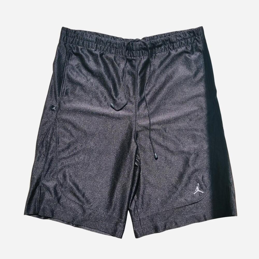 Jordan black baggy basketball shorts with subtle speckled texture